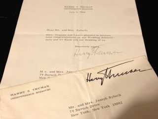 1968 Harry S Truman Typed signed Thank You Letter Envelope Wedding