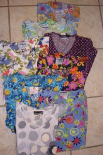  Womens Scrub Tops Lot of 8 Size Large