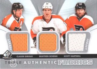 GIROUX/ SCHENN/ HARTNELL 2012/13 12/13 SP GAME USED TRIPLE GAME JERSEY