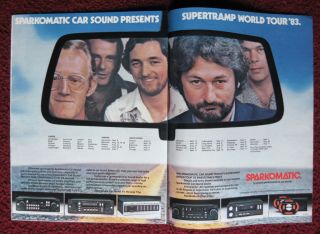 1983 Print Ad Sparkomatic Car Stereo ~ Supertramp World Tour