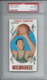 Greg Smith 1969 1969 70 Topps Card 81 PSA 8 NM MT Milwaukee Bucks