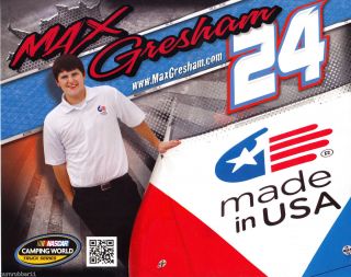 2012 MAX GRESHAM MADE IN USA #24 NASCAR CAMPING WORLD TRUCK SERIES