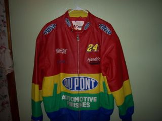 Jeff Gordon Leather Dupont NASCAR Jacket Sz M Rainbow Colors