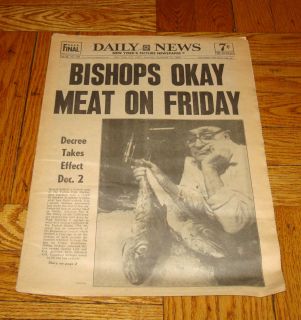  News Newspaper Bishops Okay Meat on Friday Catholic Headline