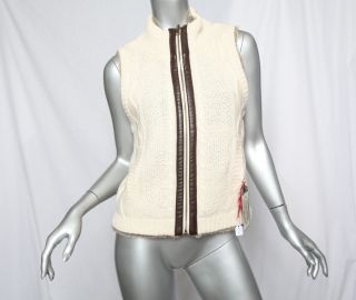 HEARTLOOM Ivory *THE CUBBY* Faux Fur+Knit REVERSIBLE VEST Jacket S NEW