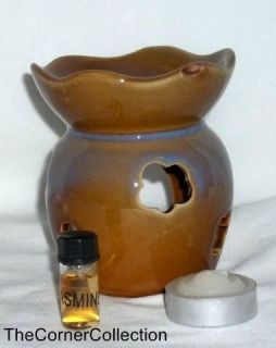 AROMA LAMP POTPOURRI SIMMER OIL WARMER SET in GIFT BOX w/ JASMINE OIL