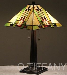 Tiffany Style Stained Glass Mission Lamp Aspen w/ Tiffany Summer