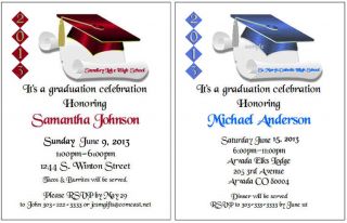 Graduation Cap Diploma Scroll Personalized Party Invitations