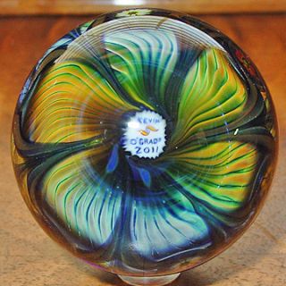 Large Kevin OGrady Gold and Silver Vortex Glass Marble