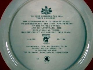 Ridgewood Bicentennial Plate Pennsylvania Malick Ltd