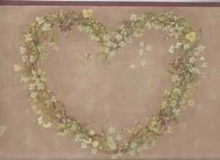 Grapevine Heart Floral Wreath C Endre Wallpaper Border