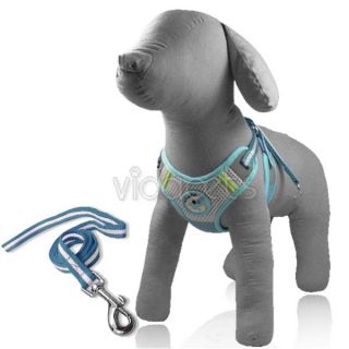 Blue Doggie Nylon Comfort Dog Harness Vest Collar M Large Leash