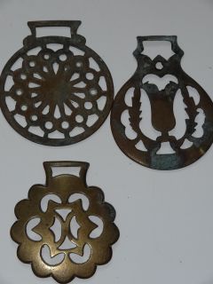 3 Original Antique Harness Horse Brass