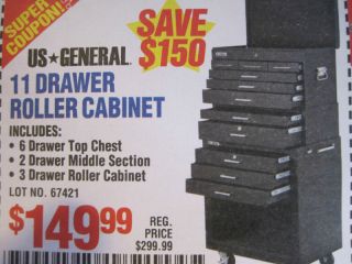   Rolling Cabinet Tool Box Chest HARBOR FREIGHT COUPON TOTAL VALUE 450
