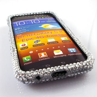 Silver Bling Hard Case Snap on Cover for Samsung Galaxy S2 Sprint Epic