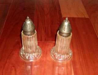 Vintage Glass Salt and Pepper Shakers Large 6 Tall