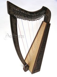 NEW 36 ROSEWOOD HEATHER HARP KNOTWORK ENGRAVED w/ FULL LEVERS & FREE