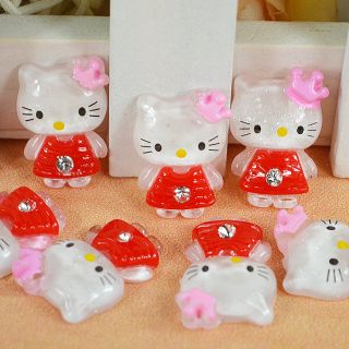   Resin Glitter Hello Kitty Flat back appliques Cabochon Buttons T76