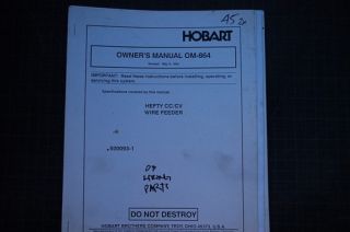Hobart Welder Hefty CC CV Parts Operation Manual Guide