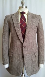 Harris Tweed Medium Brown Herringbone Bold Stripe Sport coat Blazer