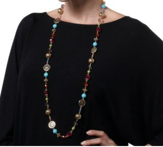 Graziano Far Away Places Beaded Pastel Silvetone 37 Necklace $