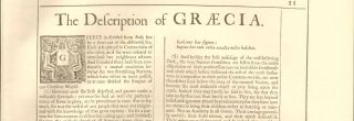 Greece Replica 17c John Speed Map A Great Gift Idea