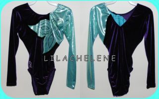 Helena L s Milano Gymnastics Leotard Grape Aqua All Size 28 30 32 34