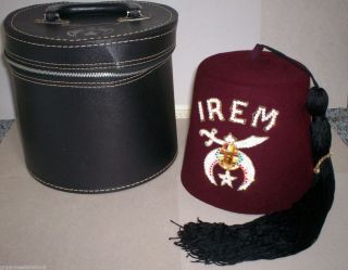  Shriner Size 7 Jeweled Red Fez Marked Irem Hatbox Harry M Osers