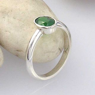 Tsavorite Green Garnet Sterling Silver Ring One of A Kind INSTOCK and