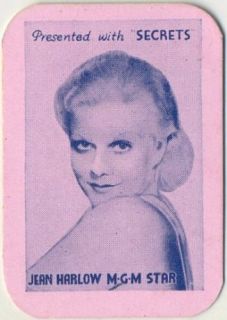 JEAN HARLOW Vintage 1935 Secrets Mini Playing Card   Movie Star