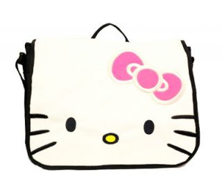 Hello Kitty Face Plush White School Messenger Bag