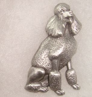 VINTAGE Pewter Silver tone Metal Lion Cut Poodle Dog Pin Brooch JJ