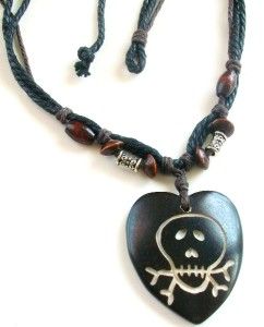 Surfer Beach Hemp Cord Necklace Heart Skull Bone Gothic