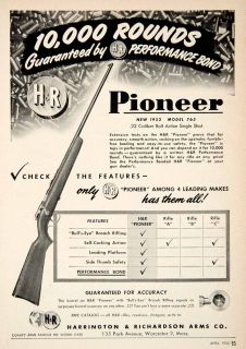 1952 Ad Pioneer Rifle Harrington & Richardson Arms Hunting