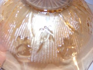 Depression Iris Herringbone Large Bowl Iridescent Amber