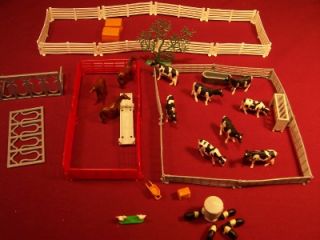 Large Lot Ertl Toy Animals Cows Horses Farm Fence 1 64 Water Tank Pigs