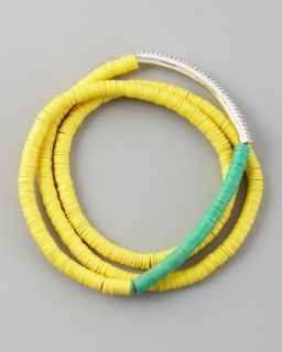 Tai Neon Beaded Wrap Bracelet, Yellow/Green   