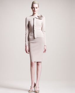 Valentino Rose Detail Zip Jacket & Square Neck Sheath Dress   Neiman