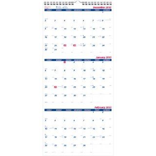 Brownline 2013 3 Month Wall Calendar, 12.25 x 27 Inches