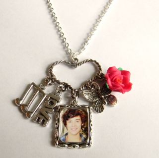 Harry Styles One Direction Picture Heart Charm Necklace