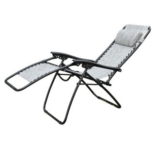  Gravity Chair Folding Recliner Outdoor Lounge Chairs Patio Pool Grey