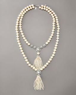 kate spade new york doubled tassel pearl necklace   