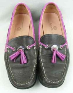 Cole Haan Brown Leather Loafers 7B with Pink Tassels and Edges Womens