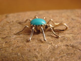  Indian Sterling Silver Turquoise Spider Pendant by Spencer Jewelry
