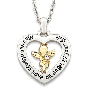 Tone Guardian Angel Heart Pendant Necklace New