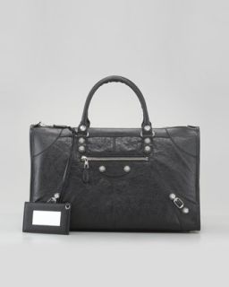 V152K Balenciaga Giant 12 Nickel Work Bag, Black