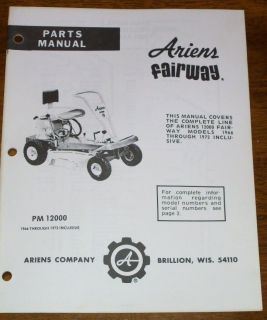 Ariens 912000 Series Fairway Riding Mower Parts & Repair Manual PRM