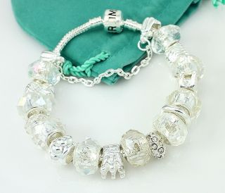 Hermosa Transparent Crystal Diamond Silver Bracelet 8