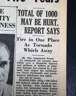 Woodward OK Oklahoma Tornado Glazier TX 1947 Newspaper