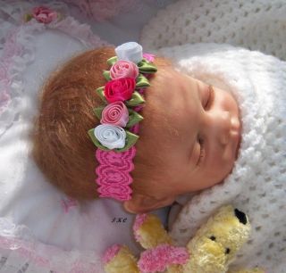 Pretty Stretch Lace Floral Trimmed Headbands for Reborn Babies Dolls